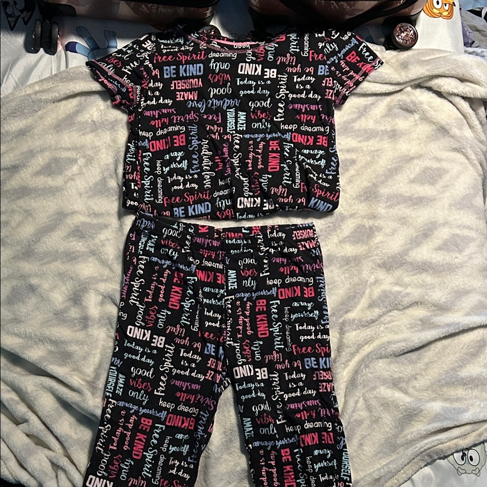 Secret Treasures Black Pajama Set with Positive Messages